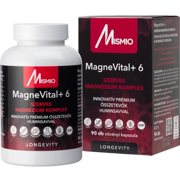MagneVital+ 6 komplex vegán magnézium kapszula 5-féle szerves magnéziummal, huminsavval és B6-vitaminnal